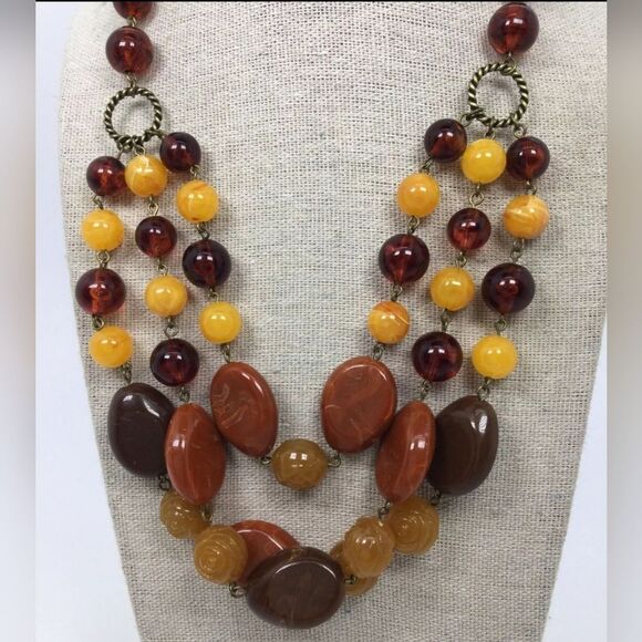 Robert Rose Faux Amber Beaded Necklace 20" NWOT - Picture 1 of 4